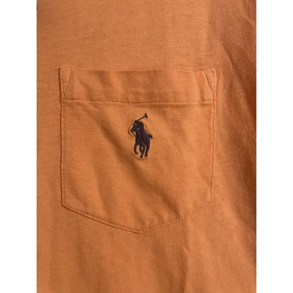 Polo Ralph Lauren Polo Shirt Mens Large Orange NEW Cotton Linen Pocket Pony